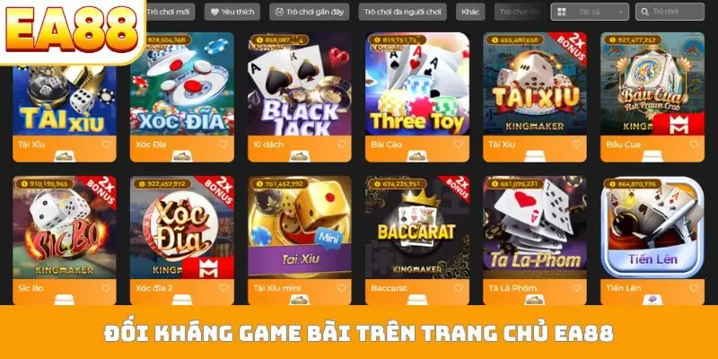 Đối kháng game bài trên trang chủ EA88